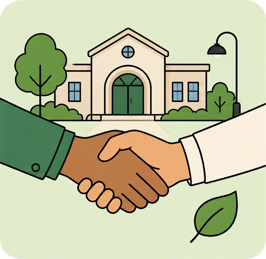 Community members and an employer building trust together