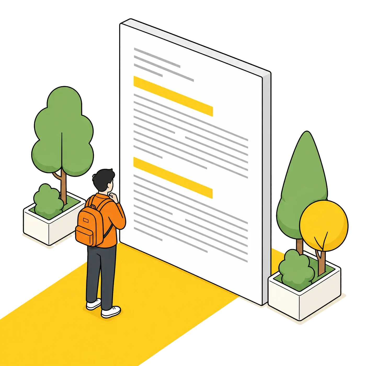 A person reading a large terms document